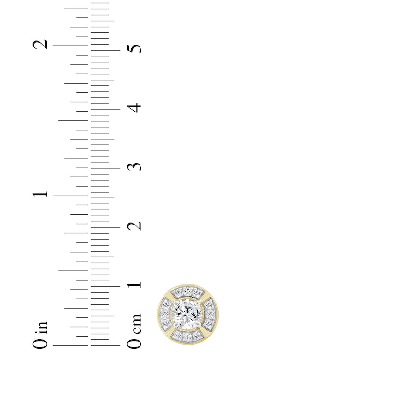 Main Image 5 of KAY Lab-Grown Diamonds Men's Halo Stud Earrings 1 ct tw 10K Yellow Gold