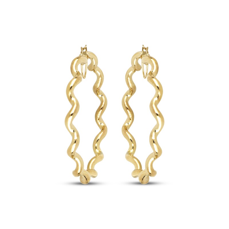 Main Image 2 of Wavy Hoop Earrings 60mm 10K Yellow Gold