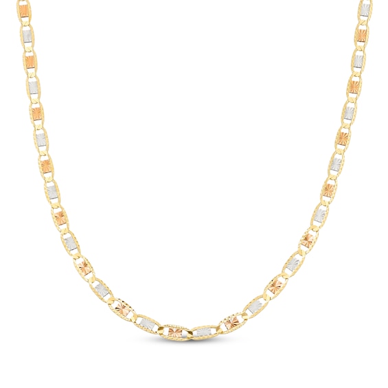 Diamond-Cut Valentino Chain Necklace 3.3mm Solid 14K Tri-Tone Gold 20"