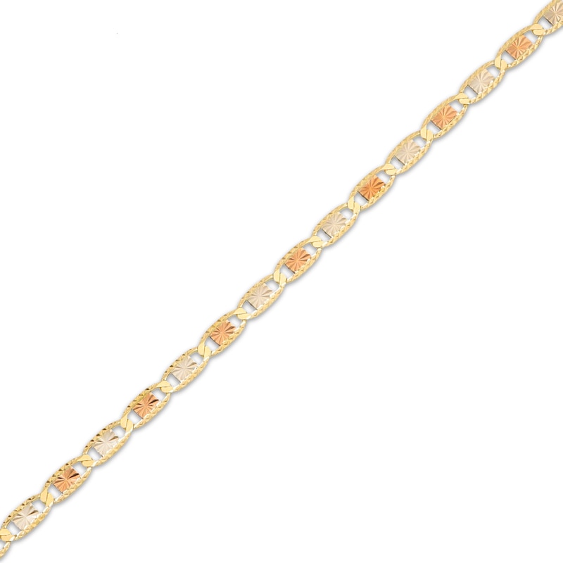 Main Image 2 of Diamond-Cut Valentino Chain Necklace 3.3mm Solid 14K Tri-Tone Gold 20"