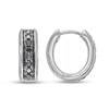 Thumbnail Image 2 of Previously Owned Men's Black Diamond Huggie Hoop Earrings 1/3 ct tw Round-cut 10K White Gold
