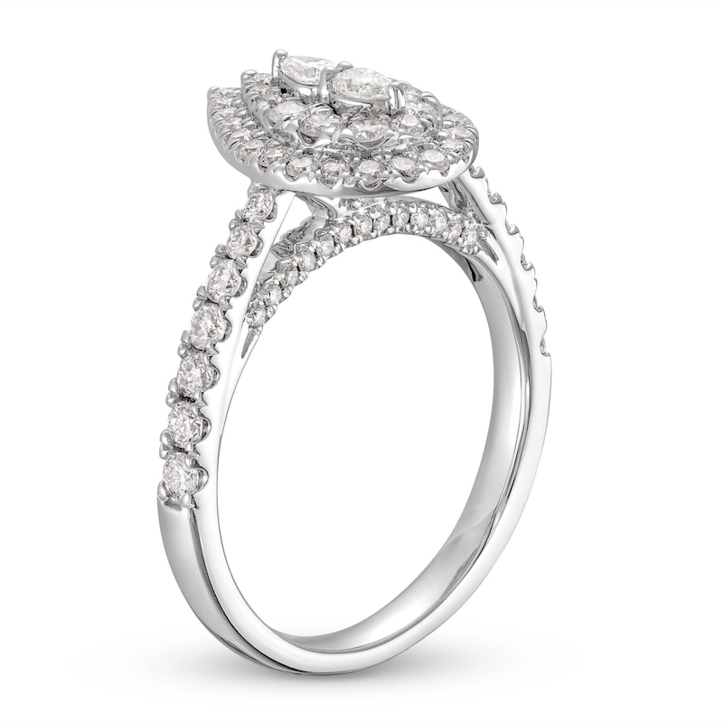 Main Image 2 of Previously Owned Multi-Diamond Engagement Ring 2 ct tw Pear & Round-cut 14K White Gold