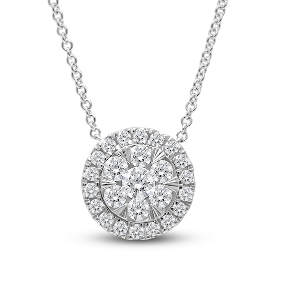Previously Owned Diamond Necklace 1/2 ct tw Round-cut 14K White Gold 18"