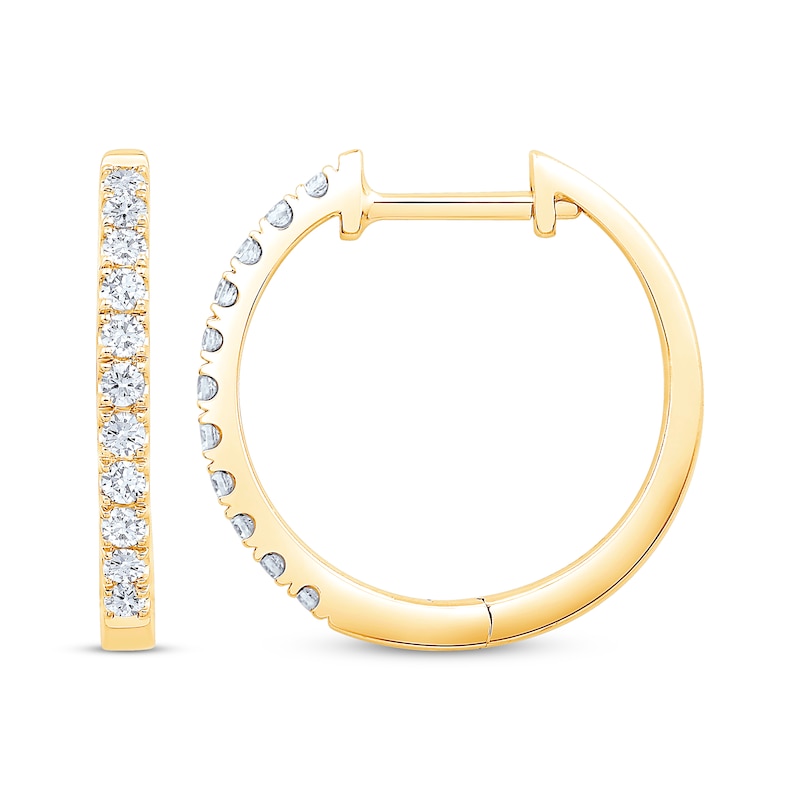 Main Image 3 of Previously Owned Diamond Hoop Earrings 1/4 ct tw 10K Yellow Gold
