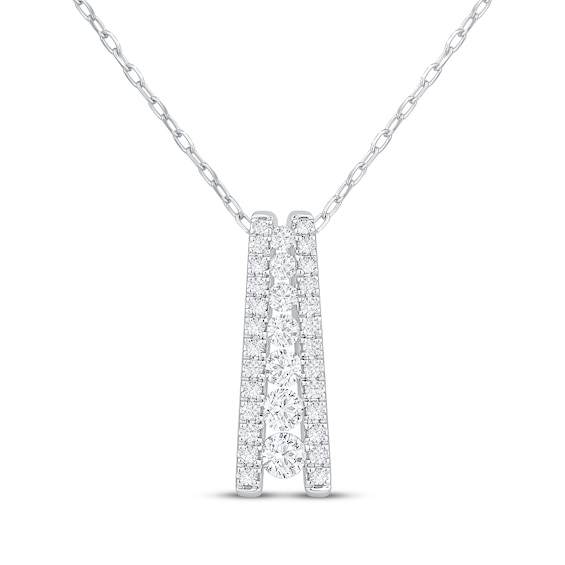 Previously Owned Diamond Ladder Necklace 1/2 ct tw 10K White Gold 18"