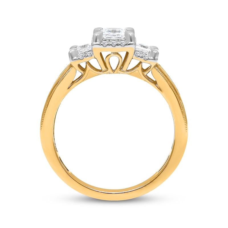 Main Image 3 of Previously Owned Memories Moments Magic Three-Stone Diamond Engagement Ring 1 ct tw Princess/Round 14K Yellow Gold