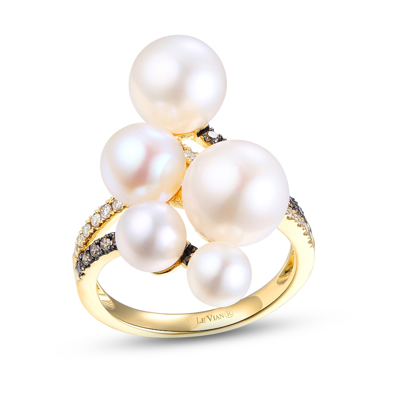 Main Image 1 of Previously Owned Le Vian Cultured Pearl Ring 1/3 ct tw Diamonds 14K Honey Gold