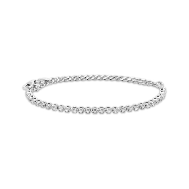 Main Image 1 of Previously Owned Diamond Adjustable Line Tennis Bracelet 1/4 ct tw 10K White Gold 8"