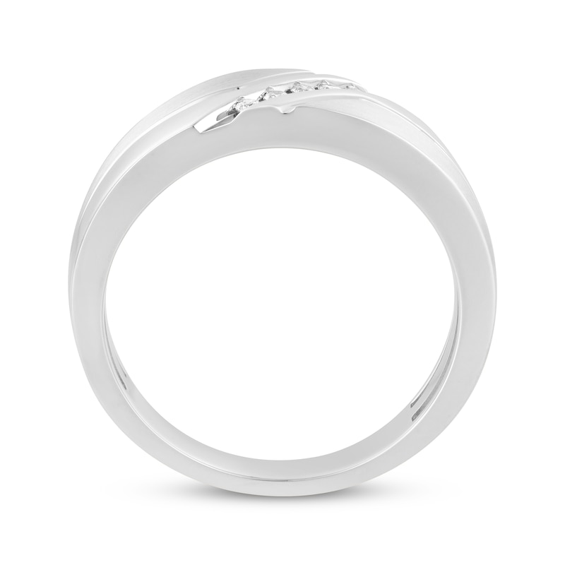 Main Image 3 of Previously Owned Men's Diamond Diagonal Wedding Ring 1/15 ct tw 10K White Gold
