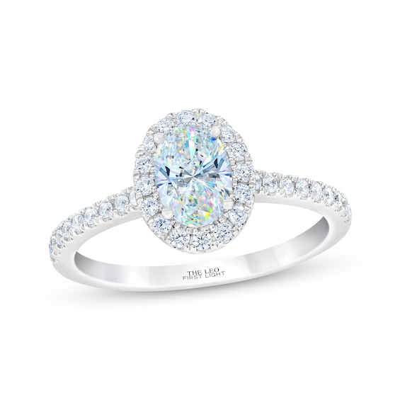Previously Owned THE LEO First Light Diamond Oval-Cut Engagement Ring 1-1/4 ct tw 14K White Gold