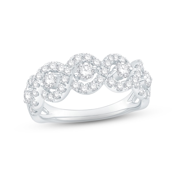 Previously Owned Diamond Twisted Anniversary Ring 1 ct tw Round-cut 14K White Gold