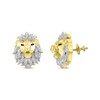 Thumbnail Image 1 of Previously Owned Men's Diamond & Lab-Created Ruby Lion Head Stud Earrings 1/4 ct tw 10K Yellow Gold