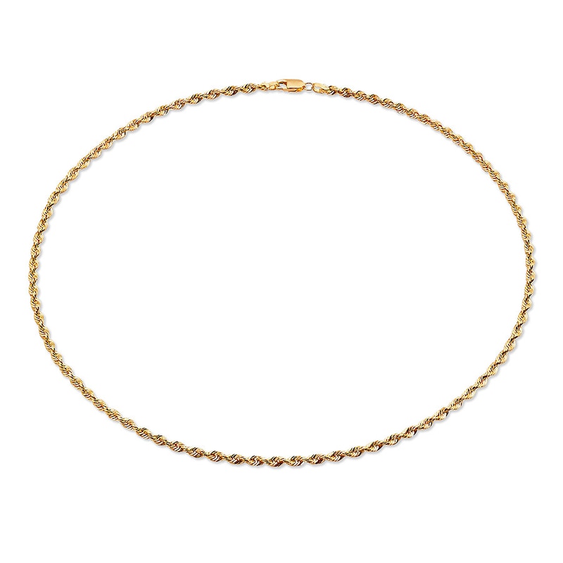 Main Image 2 of Previously Owned 3mm Rope Chain Necklace Solid 14K Yellow Gold 24"