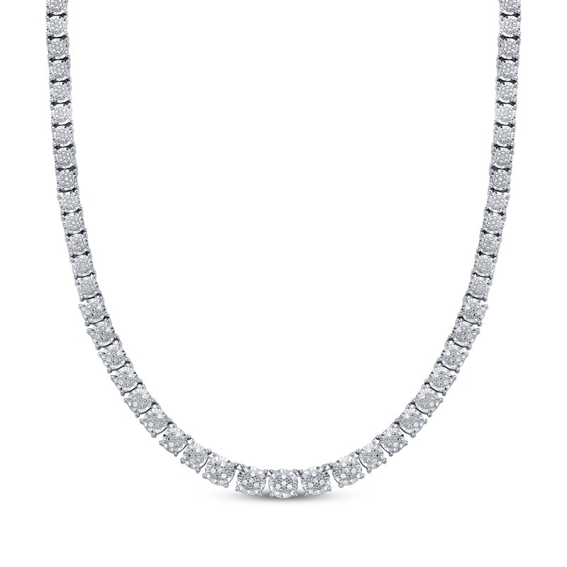 Main Image 1 of Previously Owned Multi-Diamond Center Tennis Necklace 1/2 ct tw Sterling Silver 17"