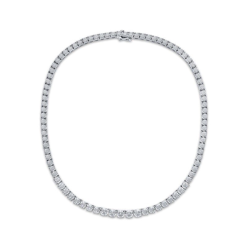 Main Image 2 of Previously Owned Multi-Diamond Center Tennis Necklace 1/2 ct tw Sterling Silver 17"