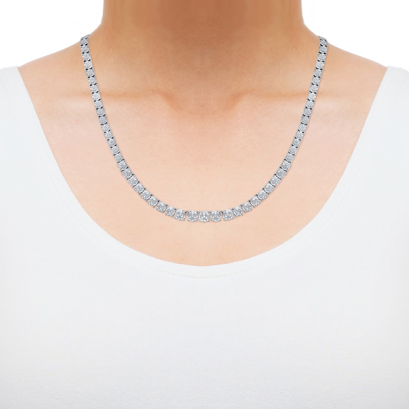 Main Image 4 of Previously Owned Multi-Diamond Center Tennis Necklace 1/2 ct tw Sterling Silver 17"