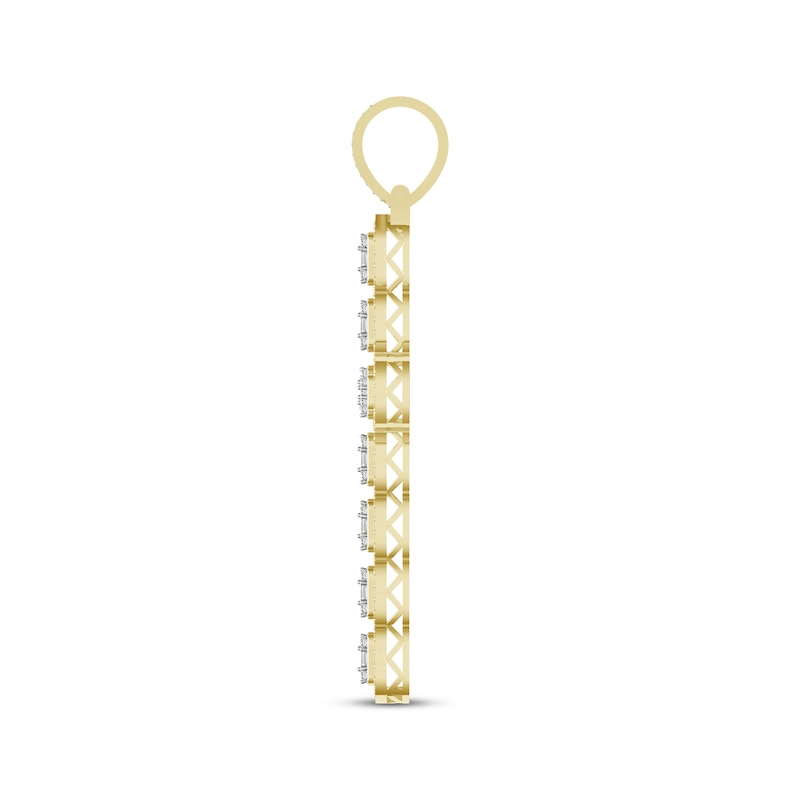 Main Image 3 of Previously Owned Men's Baguette & Round-Cut Diamond Cross Charm 2 ct tw 10K Yellow Gold
