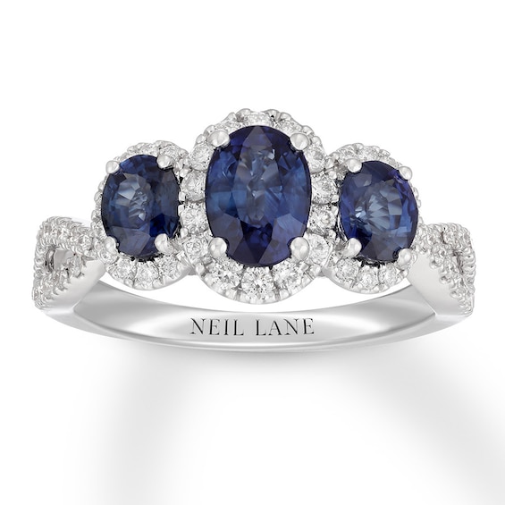Previously Owned Neil Lane Sapphire Engagement Ring 1/2 ct tw Diamonds 14K White Gold
