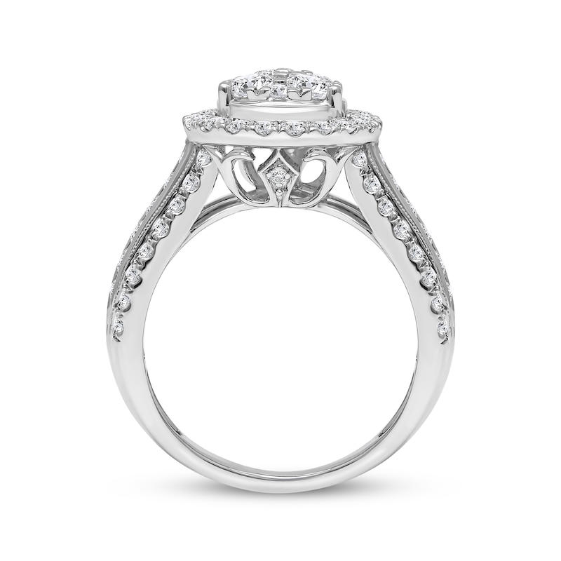 Main Image 3 of Previously Owned Multi-Diamond Pear Halo Engagement Ring 2 ct tw 10K White Gold