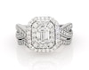Thumbnail Image 1 of Previously Owned Baguette-Cut Diamond Double Halo Bridal Set 1-1/8 ct tw 14K White Gold Size 6.75