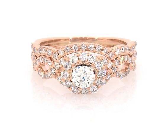 Previously Owned Neil Lane Round-Cut Diamond Bridal Set 1-1/5 ct tw 14K Rose Gold Size 7