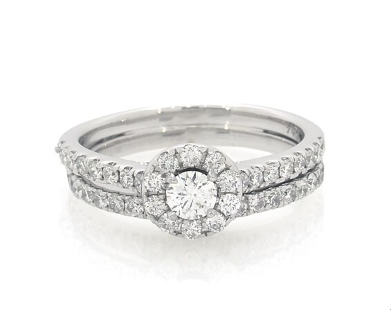 Previously Owned Round-Cut Diamond Bridal Set 1-1/6 ct tw 14K White Gold Size 7.5