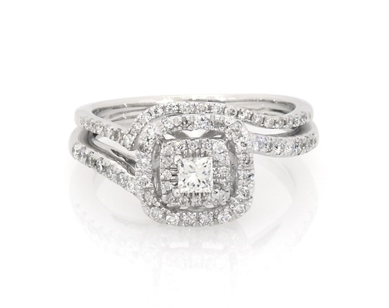 Previously Owned Diamond Bridal Set 5/8 ct tw Princess-cut 14K White Gold 6.75