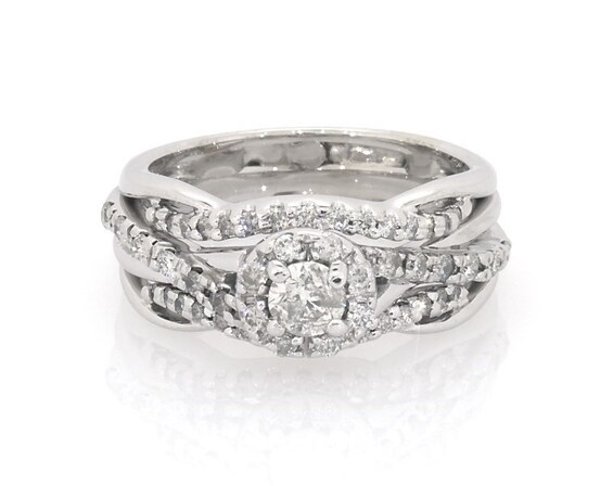 Previously Owned Diamond Bridal Set 5/8ct tw 10K & 14K White Gold Size 5.75