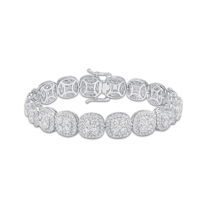 Main Image 1 of Previously Owned KAY Lab-Grown Diamonds Cushion Link Bracelet 10 ct tw 10K White Gold 7.25"