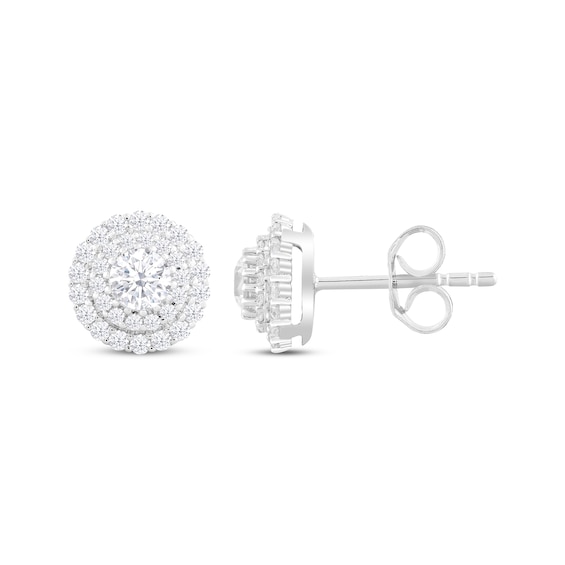 Previously Owned KAY Lab-Grown Diamonds Circle Stud Earrings 1 ct tw Round-cut 14K White Gold