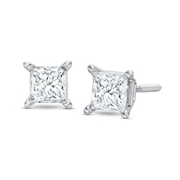Previously Owned KAY Lab-Grown Diamonds Princess-Cut Solitaire Stud Earrings 3/4 ct tw 14K White Gold (F/SI2)