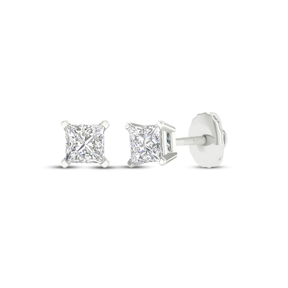Previously Owned KAY Lab-Grown Diamonds Princess-Cut Solitaire Stud Earrings 1/2 ct tw 14K White Gold (F/VS2)