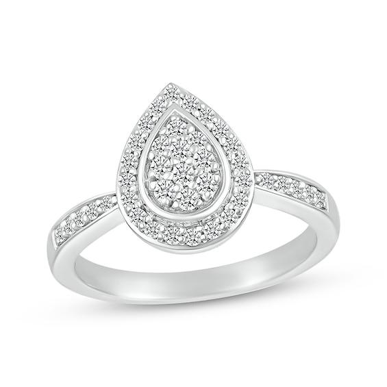 Previously Owned Lab-Created Diamonds by KAY Pear Frame Fashion Ring 1/3 ct tw 10K White Gold