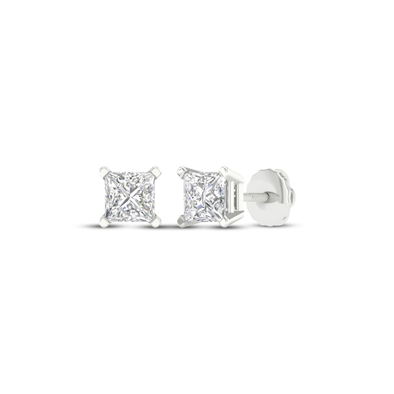Previously Owned KAY Lab-Grown Diamonds Princess-Cut Solitaire Stud Earrings 1 ct tw 14K White Gold (F/VS2
