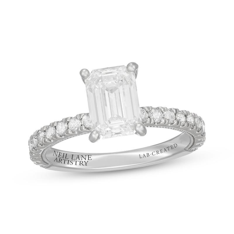 Main Image 1 of Previously Owned Neil Lane Artistry Emerald-Cut Lab-Grown Diamond Engagement Ring 2-1/2 ct tw 14K White Gold