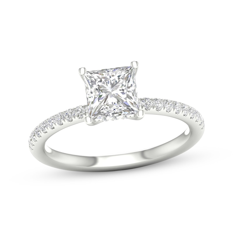 Main Image 1 of Previously Owned Lab-Grown Diamonds Princess-Cut Engagement Ring 1-3/4 ct tw 14K White Gold