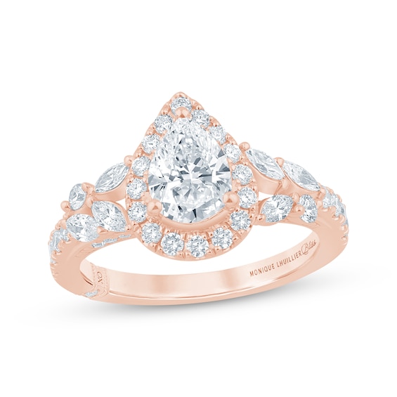 Previously Owned Monique Lhuillier Bliss Pear-Shaped Lab-Grown Diamond Halo Engagement Ring 1-7/8 ct tw 18K Rose Gold