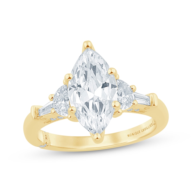 Main Image 1 of Previously Owned Monique Lhuillier Bliss Marquise-Cut Lab-Grown Diamond Engagement Ring 2-1/2 ct tw 18K Yellow Gold