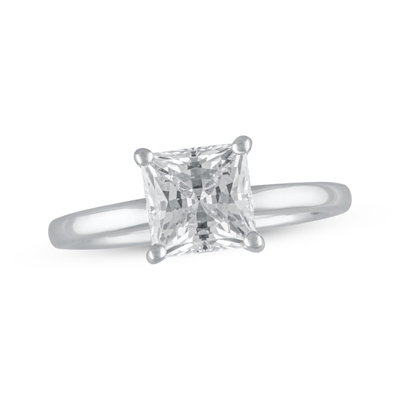 Previously Owned Lab-Grown Diamonds Princess-Cut Solitaire Engagement Ring 1-1/2 ct tw 14K White Gold (F/SI2