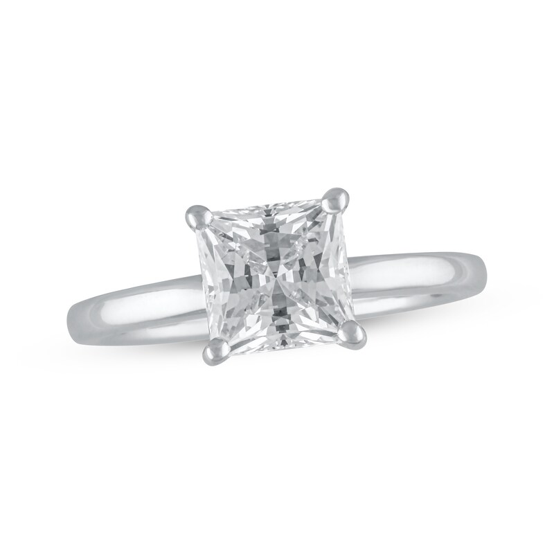 Main Image 1 of Previously Owned Lab-Grown Diamonds Princess-Cut Solitaire Engagement Ring 1-1/2 ct tw 14K White Gold (F/SI2)