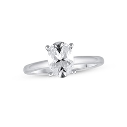 Previously Owned Lab-Grown Diamonds Oval-Cut Solitaire Engagement Ring 1-1/2 ct tw 14K White Gold (F/SI2)