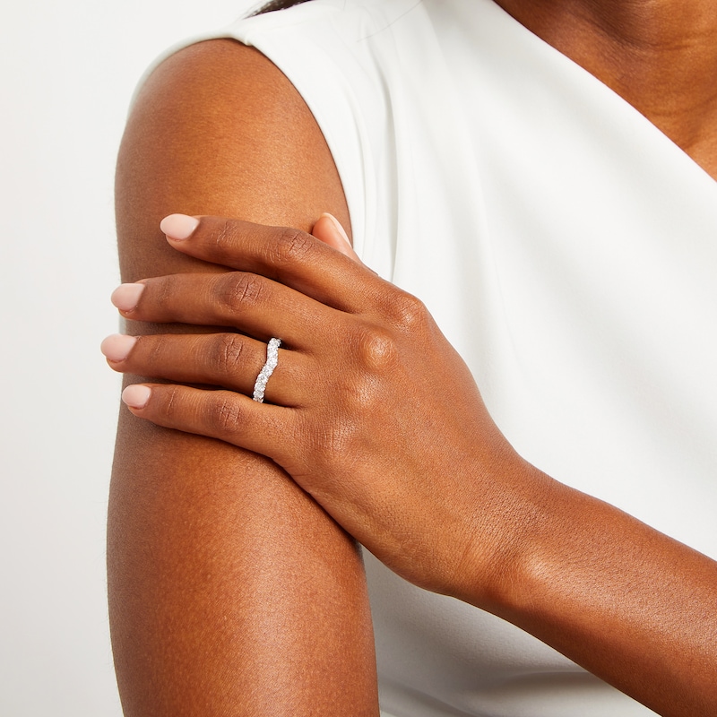Main Image 4 of Previously Owned Lab-Grown Diamonds Contoured Anniversary Ring 1 ct tw 14K White Gold