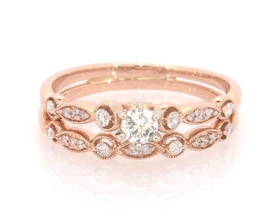 Previously Owned Round-Cut Diamond Bridal Set 1/2 ct tw 14K Rose Gold 10