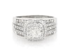 Thumbnail Image 1 of Previously Owned Princess-Cut Diamond Double Halo Bridal Set 1-1/8 ct tw 14K White Gold Size 9.75