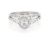 Thumbnail Image 1 of Previously Owned Oval-Cut Diamond Halo Bridal Set 3/8 ct tw 14K White Gold Size 5