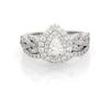 Thumbnail Image 1 of Previously Owned Neil Lane Pear-Shaped Diamond Double Halo Braided Bridal Set 7/8 ct tw 14K White Gold Size 4.5