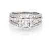 Thumbnail Image 1 of Previously Owned THE LEO Diamond Emerald-Cut Halo Bridal Set 1-1/3 ct tw 14K White Gold Size 5.75