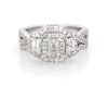 Thumbnail Image 1 of Previously Owned Neil Lane Emerald-Cut Diamond Three-Stone Halo Bridal Set 1-7/8 ct tw 14K White Gold Size 7.75