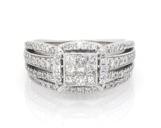 Previously Owned Princess-Cut Multi-Diamond Bridal Set 1 ct tw 10K White Gold Size 8.25