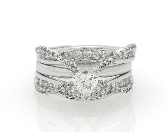 Previously Owned Heart-Shaped Diamond Bridal Set 1-1/8 ct tw 14K White Gold Size 6.75